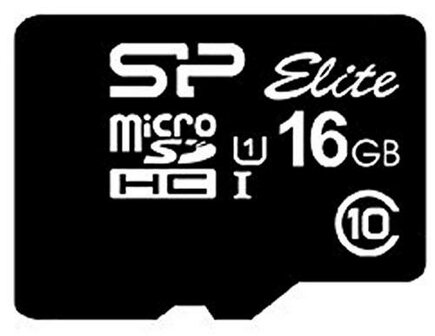 Silicon Power 16GB Elite MicroSDHC Class10 UHS-1 tot 85Mb/s incl. SD-adapter Zwart