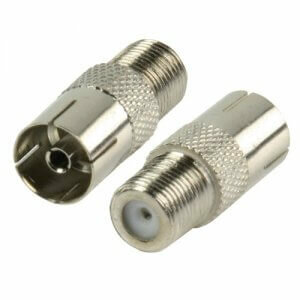 verloop F-connector female en Coax plug female