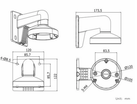 Hikvision DS-1272ZJ-120 - Camera houder wand wit