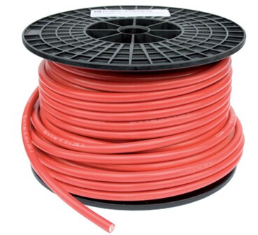 Accu kabel 10mm&sup2; rood dubbel ge&iuml;soleerd per 1 meter