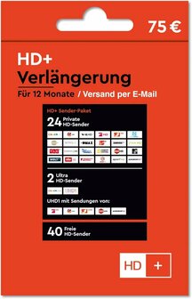 HD+ Plus Verl&auml;ngerung f&uuml;r 12 Monate f&uuml;r alle HD+ Karten HD01/02/03/04/05 geeignet