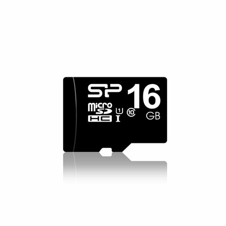 Silicon Power 16GB MicroSDHC Class10 UHS-1 incl. SD-adapter Zwart