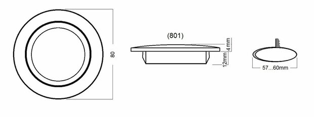 TravelLeds inb spot zwart 80mm 6+6 Leds 3K+6K klem