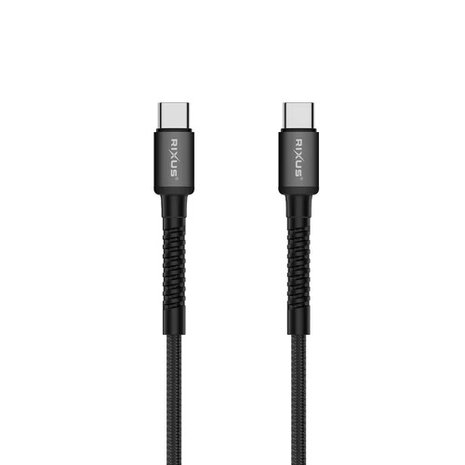 Rixus RXU71C Nylon Braided USB-C To USB-C Cable 120CM Black