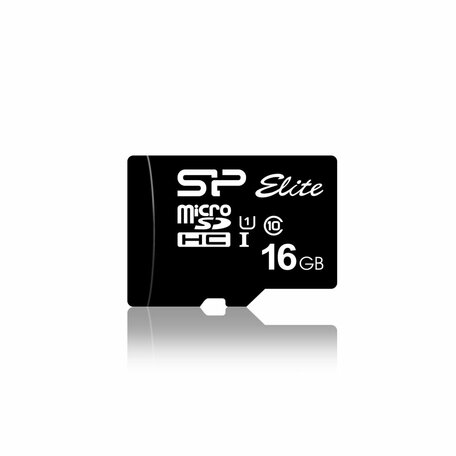 Silicon Power 16GB Elite MicroSDHC Class10 UHS-1 tot 85Mb/s incl. SD-adapter Zwart