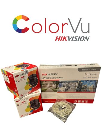 Camera set Hikvision DS-7604NXI-K1/4P met 2 x Hikvision DS-2CD2347G2H-LISU/SL (2,8 mm) 4 MP ColorVu