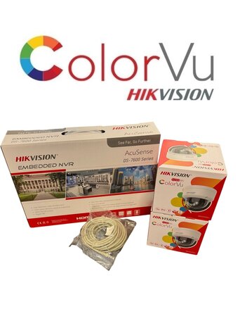 Camera set Hikvision DS-7604NXI-K1/4P met 2 x Hikvision DS-2CD1147G2H-LIU (2,8 mm) 4 MP ColorVu