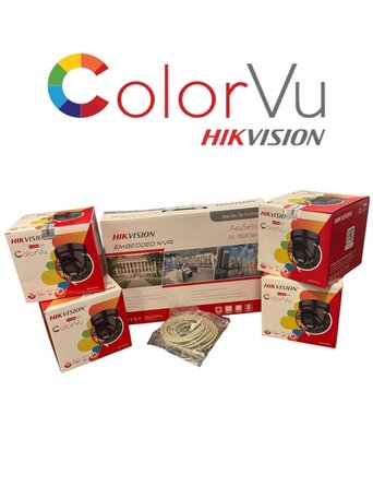 Camera set Hikvision DS-7604NXI-K1/4P met 4 x Hikvision DS-2CD2347G2H-LISU/SL (2,8 mm) 4 MP ColorVu