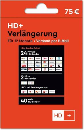 HD+ Plus Verlängerung für 12 Monate für alle HD+ Karten HD01/02/03/04/05 geeignet